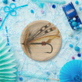 フライフィッシング用ルアー並び紙 ペーパープレート (パーティー)