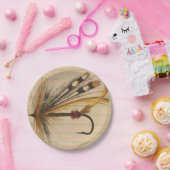 フライフィッシング用ルアー並び紙 ペーパープレート (パーティー)