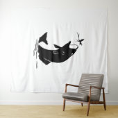 フライフィッシング魚ジャンプlarveaフック釣り人ギフト タペストリー (インサイチュ(横))