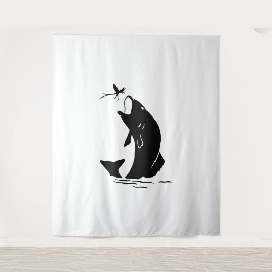 フライフィッシング魚ジャンプlarveaフック釣り人ギフト タペストリー (正面)