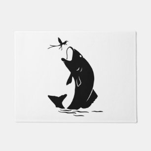 フライフィッシング魚ジャンプlarveaフック釣り人ギフト ドアマット