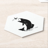 フライフィッシング魚ジャンプlarveaフック釣り人ギフト ペーパーコースター (アングル)