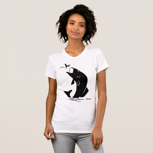 フライフィッシング魚ジャンプlarveaフック釣り人ギフト tシャツ (正面フル)