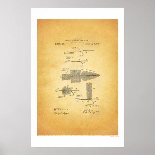 フライフィッシング1911米国特許ポスター – C W Allen ポスター (正面)