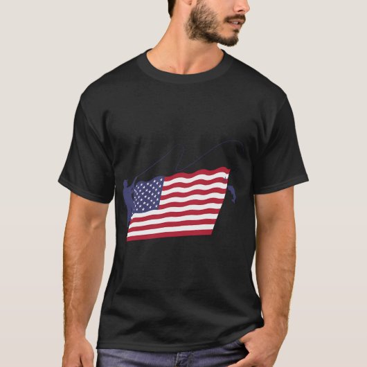 フライフィッシング アメリカ国旗 Tシャツ (正面)