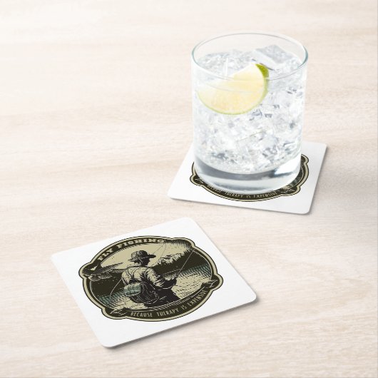 フライフィッシング – セラピーが高価なため スクエアペーパーコースター (インサイチュ)