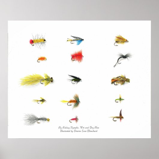 フライフィッシング、フライフィッシングニンフ、ウェットとドライ… ポスター (正面)