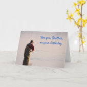 フライフィッシング「ブラザー」誕生日 カード (黄色い花)