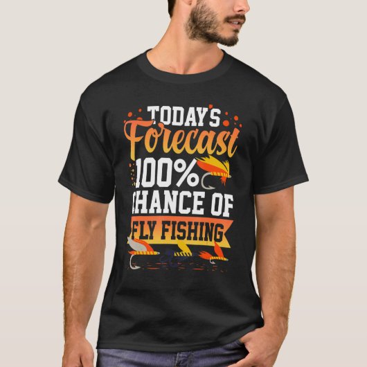 フライフィッシング ルアー 釣り人 釣り竿 リール Tシャツ (正面)