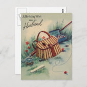 フライフィッシング |夫の誕生日ヴィンテージ ポストカード (正面/裏面)