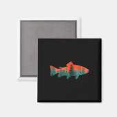 フライフィッシング 釣り人 自然 マグネット (正面/裏面)