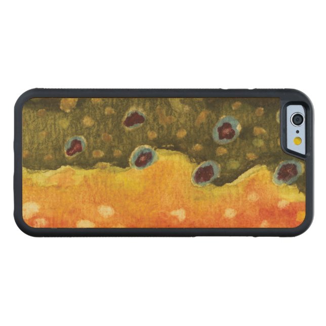 フライフィッシング CarvedウッドiPhoneケース (正面(横))