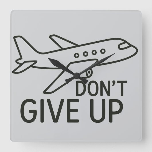 フライフォワード – ミニマリスト与えの飛行機アートをアップしない スクエア壁時計 (正面)