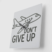 フライフォワード – ミニマリスト与えの飛行機アートをアップしない スクエア壁時計 (傾斜)