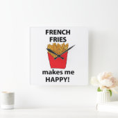 フライフランスのは私を幸せなフライにフランスのなる スクエア壁時計 (ホーム)