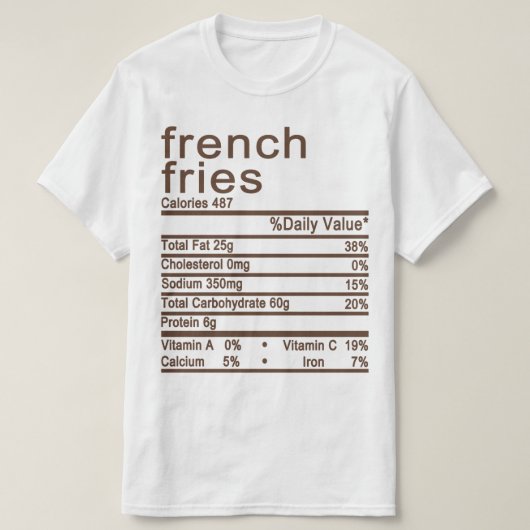 フライフランスのズ栄養ファクトラベル Tシャツ (デザイン正面)
