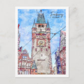 フライブルグドイツトラベルプレイスウォーターカラー ポストカード (正面)