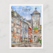 フライブルグドイツトラベルプレイスウォーターカラー ポストカード (正面)