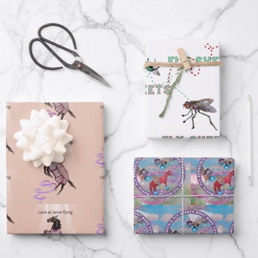 フライブーツストーリーブックイラスト ラッピングペーパーシート (正面)