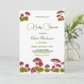 フライマッシュルームGoblincoreグリーンベビーシャワー 招待状 (スタンド正面)