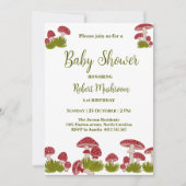 フライマッシュルームGoblincoreグリーンベビーシャワー 招待状 (正面)