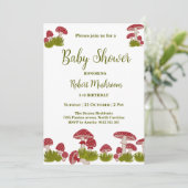 フライマッシュルームGoblincoreグリーンベビーシャワー 招待状 (スタンド正面)