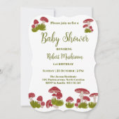 フライマッシュルームGoblincore緑の赤ちゃんシャワーが侵入 招待状 (正面)