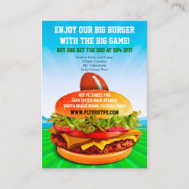 フライヤの誇大宣伝のハンバーガーのカフェのスポーツバーのフットボールの食糧 名刺