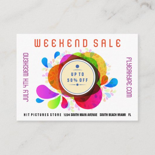 フライヤの誇大宣伝のバッジの店の販売のマーケティングのカラフルV3 名刺 (正面)