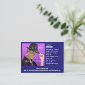 フライヤの誇大宣伝のロイヤルブルーの白熱Headshotの名刺 名刺 (スタンド正面)