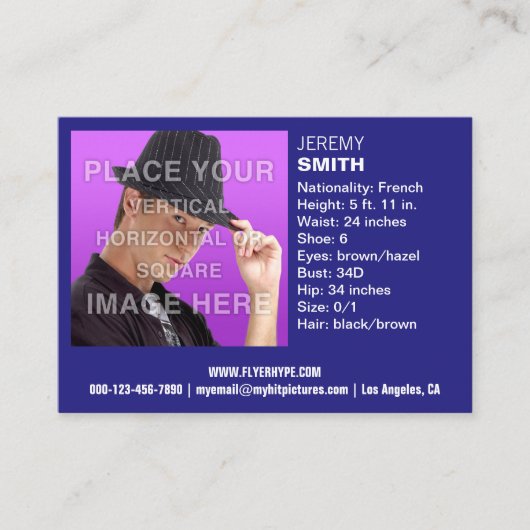 フライヤの誇大宣伝のロイヤルブルーの白熱Headshotの名刺 名刺 (正面)