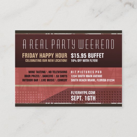 フライヤの誇大宣伝の秘密の隠匿物のパーティー横のVr。 4 名刺 (正面)