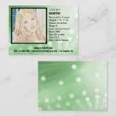 フライヤの誇大宣伝の緑の白熱Headshotの名刺 名刺 (正面/裏面)