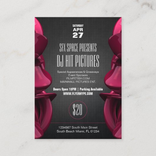 フライヤの誇大宣伝のPinwallクラブパーティーのイベントカードパック 名刺 (正面)