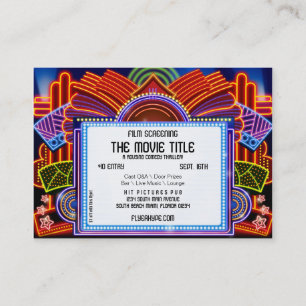 フライヤの誇大宣伝映画玄関ひさしの映画館のフィルムのスクリーニング 名刺
