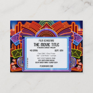 フライヤの誇大宣伝映画玄関ひさしの映画館のフィルムのスクリーニング 名刺