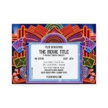 フライヤの誇大宣伝映画玄関ひさしの映画館のフィルムのスクリーニング