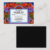 フライヤの誇大宣伝映画玄関ひさしの映画館のフィルムのスクリーニング 名刺 (正面/裏面)