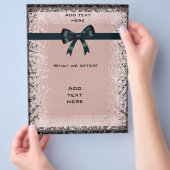 フライヤーアンティークオールド紙ピンクブラックボウズテンプレート チラシ (手)