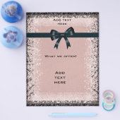 フライヤーアンティークオールド紙ピンクブラックボウズテンプレート チラシ (シングル)