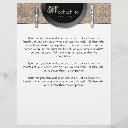 フライヤーケータリングカトラリーベージュダマスク チラシ (正面)