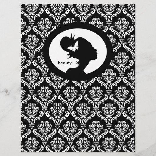 フライヤーサロンバタフライウーマンシルエット白黒 チラシ (正面)