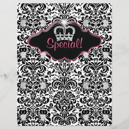 フライヤーサロンフローラダマスク白黒ピンククラウン チラシ (正面)