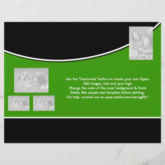 フライヤーテンプレート白黒グリーン企業のオフィス チラシ (正面)