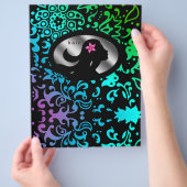 フライヤーヘアサロン女性シルエットカラフルフローラ チラシ (手)