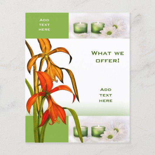 フライヤー 美容院 スパ 緑 B テンプレート 小 (正面)