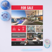 フライヤー – 販売用 – 赤モダン (シングル)