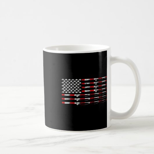 フライロッド アメリカ国旗 釣り人へのギフト コーヒーマグカップ (右)
