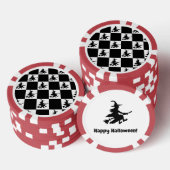 フライングウィッチの黒白チェック ポーカーチップ (積み重ね)