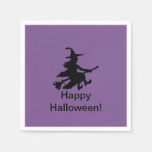 フライングウィッチパープル - ハッピーハロウィンペーパーナプキン